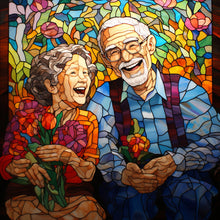 Load image into Gallery viewer, Diamond Painting - Full Round - Elderly couple glass painting (40*40CM)