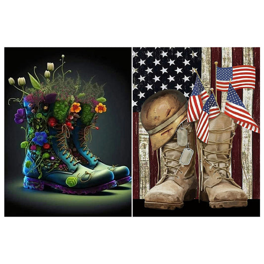 2pcs Diamond Painting Set - military boots (30*40CM)