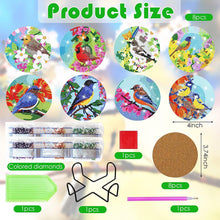 Load image into Gallery viewer, 8PCS Diamond Painting Art Coaster Kit Flower Bird Christmas Gnome Winter Snowman
