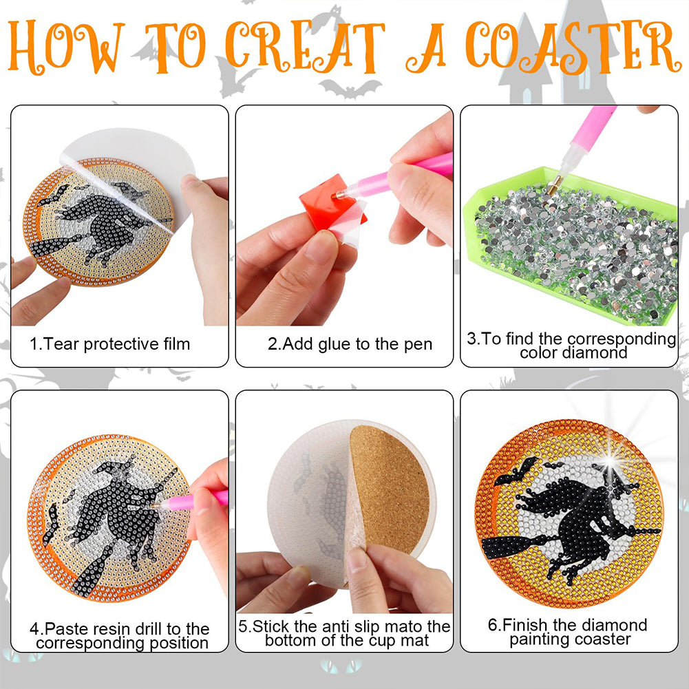 8PCS Diamond Painting Art Coaster Kit Flower Bird Christmas Gnome Winter Snowman
