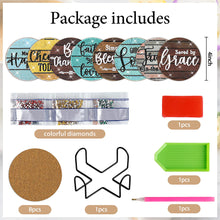 Load image into Gallery viewer, 8PCS Diamond Painting Art Coaster Kit Flower Bird Christmas Gnome Winter Snowman