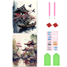 Load image into Gallery viewer, 2pcs Diamond Painting Set - Ink landscape architecture (30*40CM)