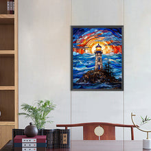 Load image into Gallery viewer, Diamond Painting - Full Round - lighthouse glass painting (40*50CM)