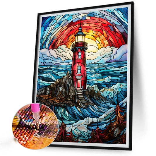Diamond Painting - Full Round - lighthouse glass painting (40*50CM)