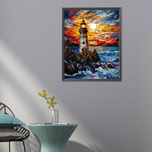 Load image into Gallery viewer, Diamond Painting - Full Round - lighthouse glass painting (40*50CM)