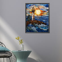 Load image into Gallery viewer, Diamond Painting - Full Round - lighthouse glass painting (40*50CM)