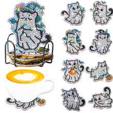 Load image into Gallery viewer, 8/10PCS Diamond Painting Art Coaster Kit Halloween Cat Autumn Hot Cocoa Nativity