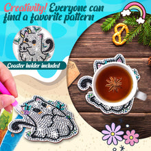 Load image into Gallery viewer, 8/10PCS Diamond Painting Art Coaster Kit Halloween Cat Autumn Hot Cocoa Nativity