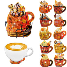 Load image into Gallery viewer, 8/10PCS Diamond Painting Art Coaster Kit Halloween Cat Autumn Hot Cocoa Nativity