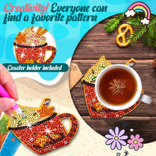 Load image into Gallery viewer, 8/10PCS Diamond Painting Art Coaster Kit Halloween Cat Autumn Hot Cocoa Nativity