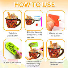 Load image into Gallery viewer, 8/10PCS Diamond Painting Art Coaster Kit Halloween Cat Autumn Hot Cocoa Nativity