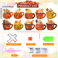 Load image into Gallery viewer, 8/10PCS Diamond Painting Art Coaster Kit Halloween Cat Autumn Hot Cocoa Nativity