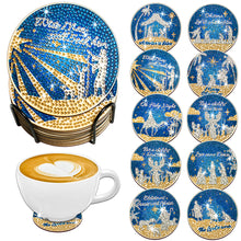 Load image into Gallery viewer, 8/10PCS Diamond Painting Art Coaster Kit Halloween Cat Autumn Hot Cocoa Nativity