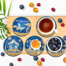 Load image into Gallery viewer, 8/10PCS Diamond Painting Art Coaster Kit Halloween Cat Autumn Hot Cocoa Nativity