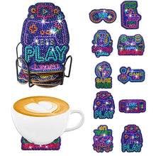 Load image into Gallery viewer, 8/10PCS Diamond Painting Art Coaster Kit Halloween Cat Autumn Hot Cocoa Nativity