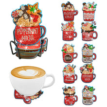 Load image into Gallery viewer, 8/10PCS Diamond Painting Art Coaster Kit Halloween Cat Autumn Hot Cocoa Nativity