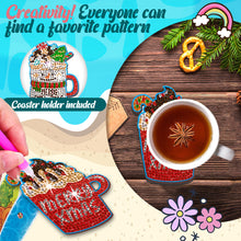 Load image into Gallery viewer, 8/10PCS Diamond Painting Art Coaster Kit Halloween Cat Autumn Hot Cocoa Nativity