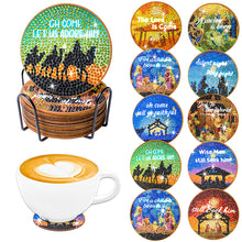 Load image into Gallery viewer, 8/10PCS Diamond Painting Art Coaster Kit Halloween Cat Autumn Hot Cocoa Nativity