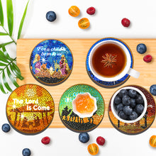 Load image into Gallery viewer, 8/10PCS Diamond Painting Art Coaster Kit Halloween Cat Autumn Hot Cocoa Nativity