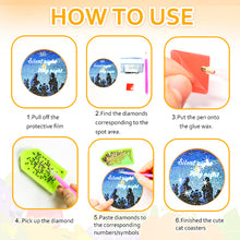 Load image into Gallery viewer, 8/10PCS Diamond Painting Art Coaster Kit Halloween Cat Autumn Hot Cocoa Nativity