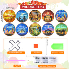 Load image into Gallery viewer, 8/10PCS Diamond Painting Art Coaster Kit Halloween Cat Autumn Hot Cocoa Nativity