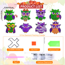 Load image into Gallery viewer, 8/10PCS Diamond Painting Art Coaster Kit Halloween Cat Autumn Hot Cocoa Nativity