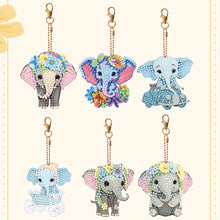 Load image into Gallery viewer, 6PCS Diamond Art Keyring Calf Double Sided Diamond Painting Art Keychain Pendant