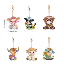 Load image into Gallery viewer, 6PCS Diamond Art Keyring Calf Double Sided Diamond Painting Art Keychain Pendant