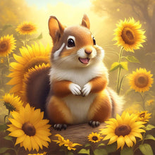 Load image into Gallery viewer, Diamond Painting - Full Round - squirrel in sunflower field (40*40CM)