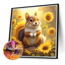 Load image into Gallery viewer, Diamond Painting - Full Round - squirrel in sunflower field (40*40CM)