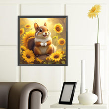 Load image into Gallery viewer, Diamond Painting - Full Round - squirrel in sunflower field (40*40CM)