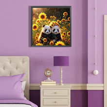 Load image into Gallery viewer, Diamond Painting - Full Round - Panda in the sunflower field (40*40CM)
