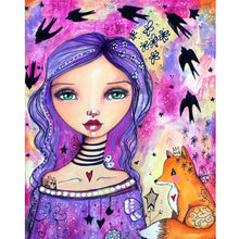 Load image into Gallery viewer, Diamond Painting - Full Round - purple haired girl (40*50CM)