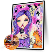 Load image into Gallery viewer, Diamond Painting - Full Round - purple haired girl (40*50CM)