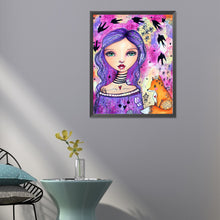 Load image into Gallery viewer, Diamond Painting - Full Round - purple haired girl (40*50CM)