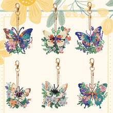 Load image into Gallery viewer, 6PCS Full Drill Keyring Butterfly Double Sided for Adult Kid Purse Handbag Decor