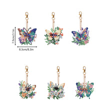 Load image into Gallery viewer, 6PCS Full Drill Keyring Butterfly Double Sided for Adult Kid Purse Handbag Decor