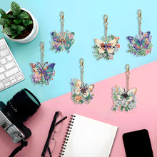 Load image into Gallery viewer, 6PCS Full Drill Keyring Butterfly Double Sided for Adult Kid Purse Handbag Decor