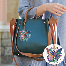 Load image into Gallery viewer, 6PCS Full Drill Keyring Butterfly Double Sided for Adult Kid Purse Handbag Decor