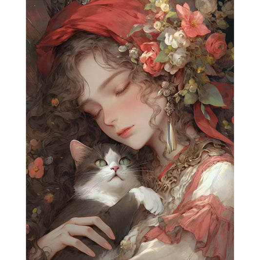 AB Diamond Painting - Full Round - retro girl (40*50CM)