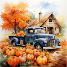 Load image into Gallery viewer, Diamond Painting - Full Round - Autumn Pumpkin Vintage Car (40*40CM)