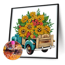 Load image into Gallery viewer, Diamond Painting - Partial Special Shaped - sunflower vintage car (30*30CM)