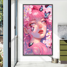 Load image into Gallery viewer, AB Diamond Painting - Full Round - pink butterfly girl (40*70CM)