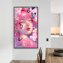 Load image into Gallery viewer, AB Diamond Painting - Full Round - pink butterfly girl (40*70CM)