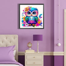 Load image into Gallery viewer, Diamond Painting - Full Round - blue owl (40*40CM)