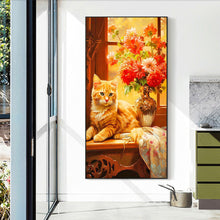 Load image into Gallery viewer, Diamond Painting - Full Round - Orange cat next to vase (40*70CM)