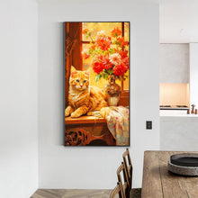 Load image into Gallery viewer, Diamond Painting - Full Round - Orange cat next to vase (40*70CM)