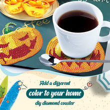 Load image into Gallery viewer, 6PCS Wooden Flower Pumpkin Diamond Painting Art Coaster Kit with Holder