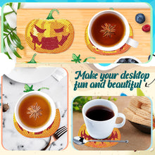 Load image into Gallery viewer, 6PCS Wooden Flower Pumpkin Diamond Painting Art Coaster Kit with Holder