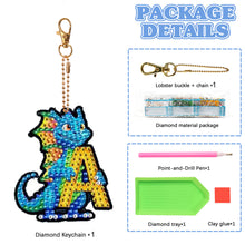 Load image into Gallery viewer, Double Sided Full Drill Keyring Special Shape Diamond Painting Keychain Dinosaur